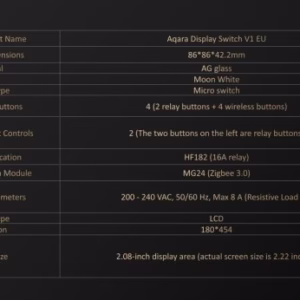 aqara V1 display dimension