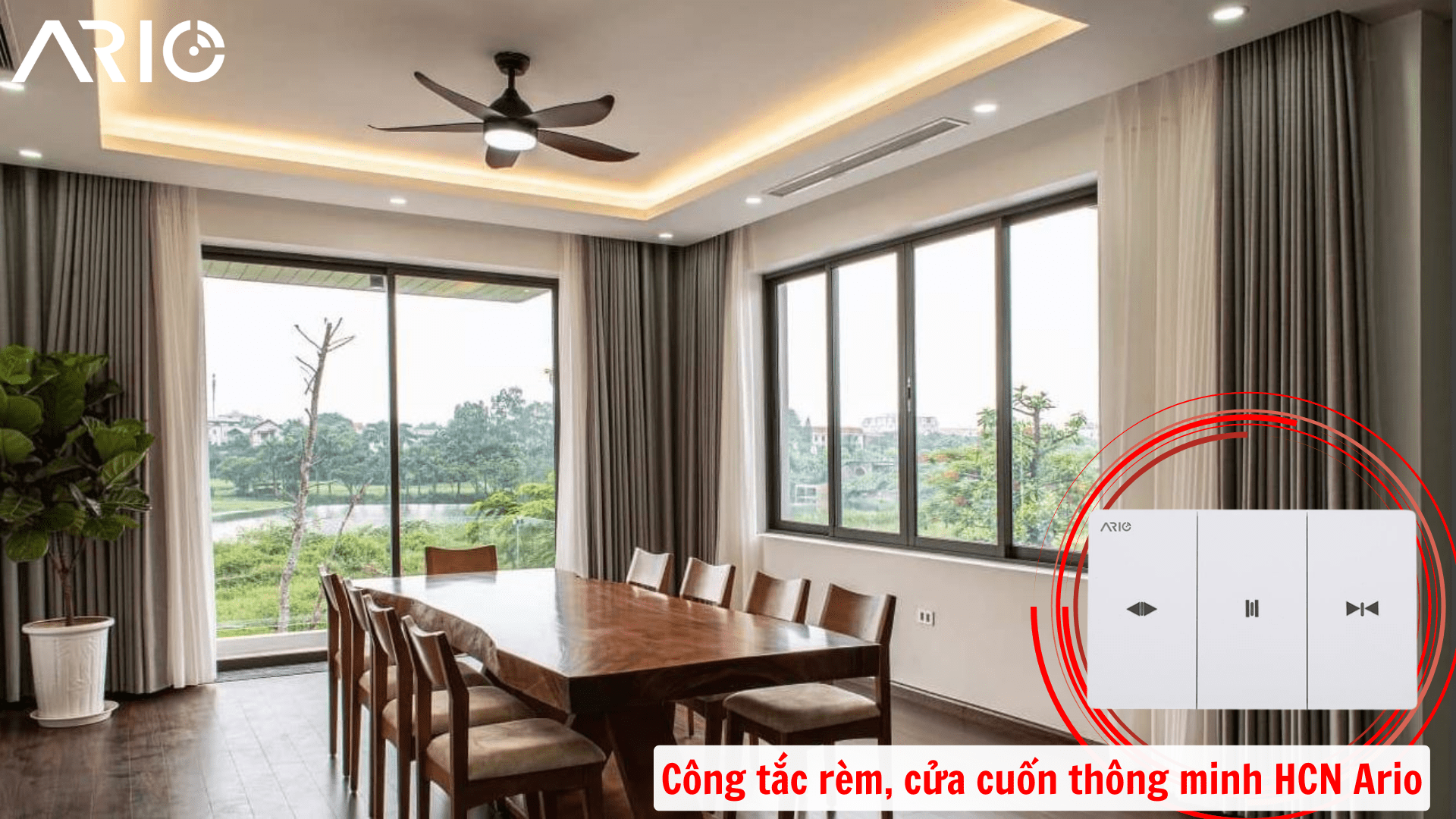 Công tắc rèm, cửa cuốn, cửa cổng ario chữ nhật 10
