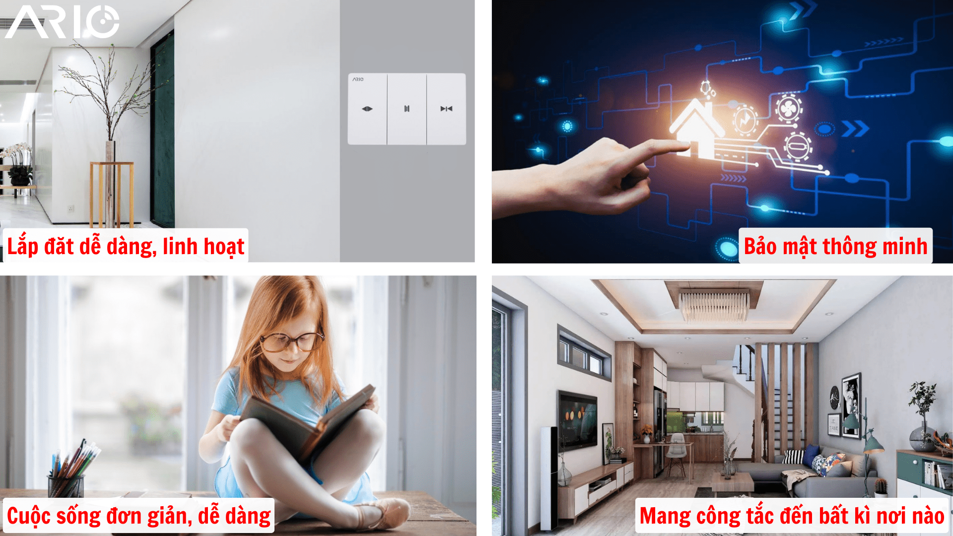 Công tắc rèm, cửa cuốn, cửa cổng ario chữ nhật 11