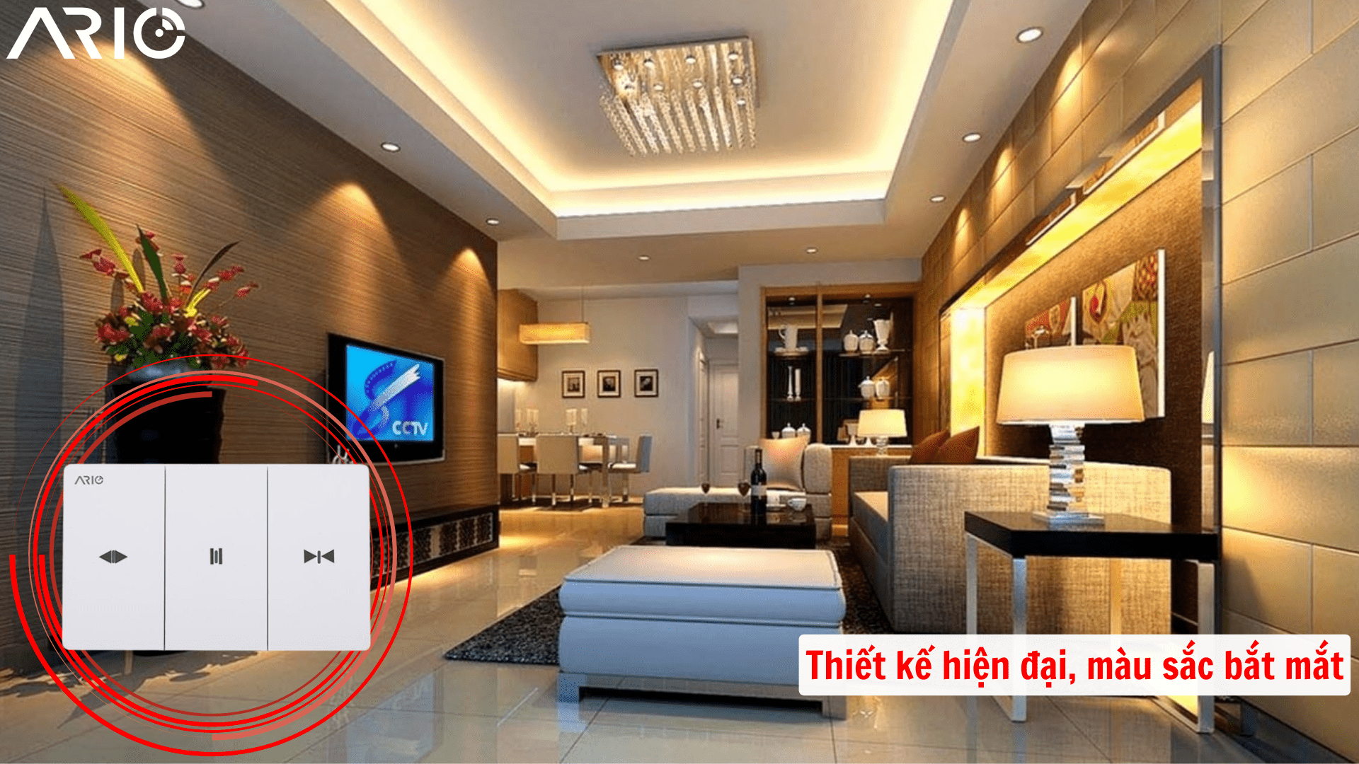 Công tắc rèm, cửa cuốn, cửa cổng ario chữ nhật 12