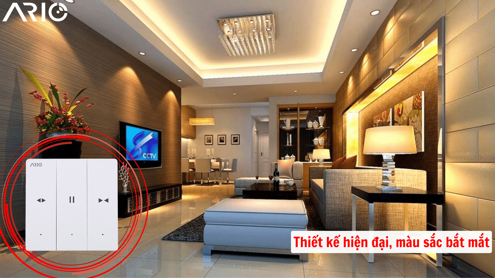 Công tắc rèm, cửa cuốn thông minh vuông Ario 13