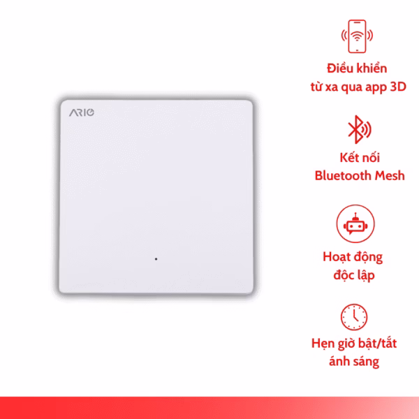 Công tắc thông minh BLE 1 nút Ario Vuông 0